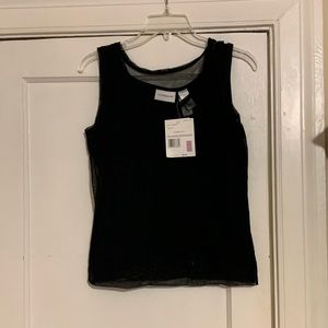 Liz Claiborne black tank with netting on top